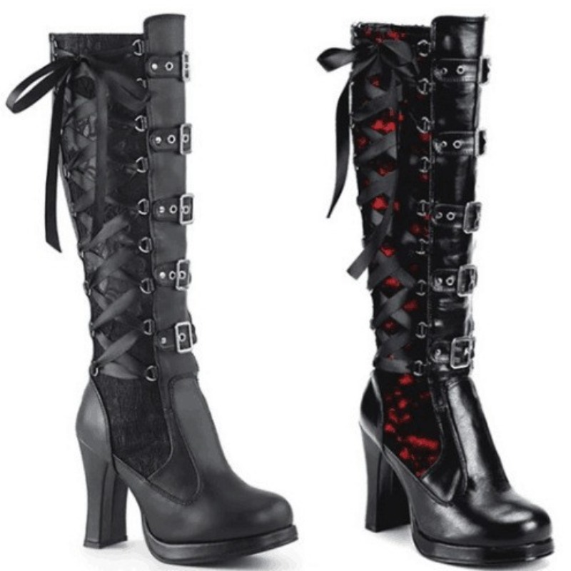 Sewing Garment - Punk Gothic Style Women's Knee High