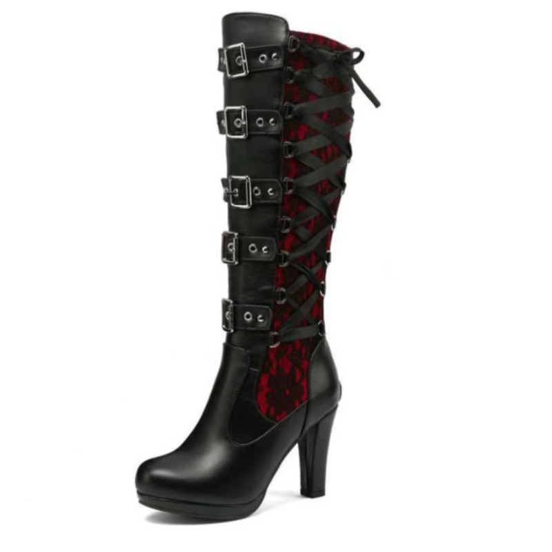 Punk Gothic Style Women's Knee - Sewing Garment 评论和价格